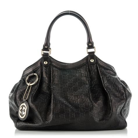 GUCCI Guccissima Medium Sukey Tote Black 